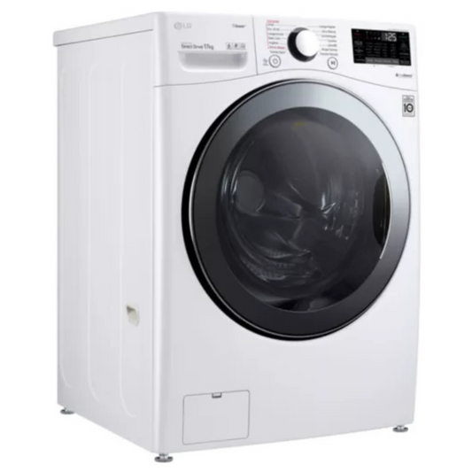 Lave-linge LG F71P12WHS en vue frontale, affichant le panneau de contrôle et la porte d'accès à la lessive.
