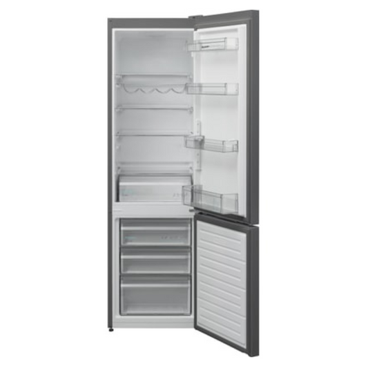 Réfrigérateur Sharp SJ-BB05DTXLF avec porte double, intérieur spacieux et compartiments de stockage modernes.