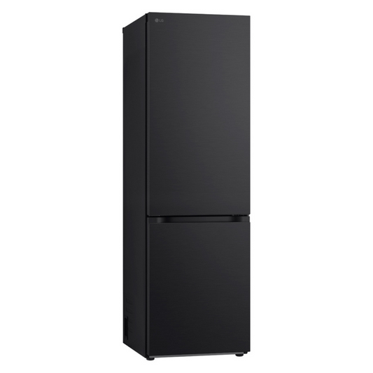 Réfrigérateur LG GBV3100EEP avec portes doubles, intérieur spacieux et compartiments de refroidissement visibles.