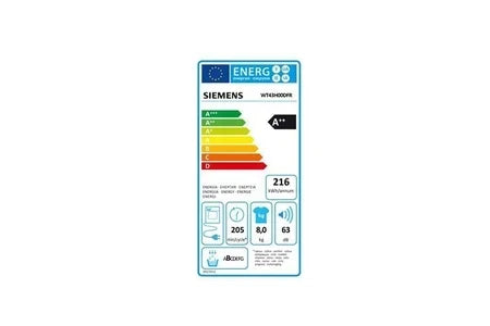 Siemens warmtepompdroger condensatie 60cm 8kg wit WT43H00DFR