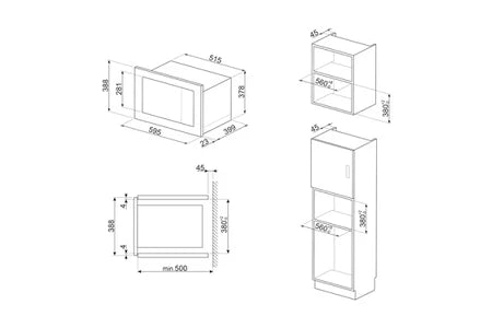 Smeg FMI025BFR Mikrobølgeovn + Grill