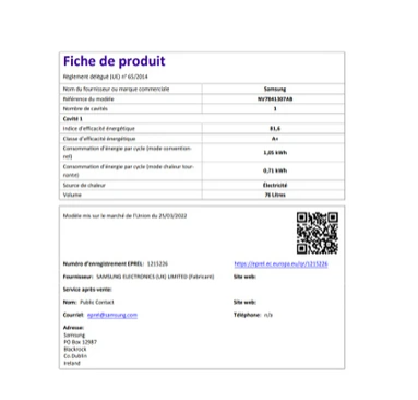 Four encastrable Samsung NV7B41307AB/U1