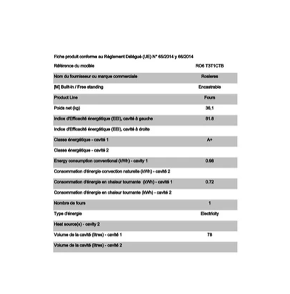 Four encastrable Rosieres RO6 T3T1CTB