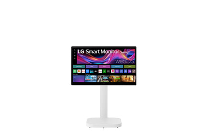 Écran LG 32U889SA-W, moniteur Smart 32" UHD 4K IPS avec support inclinable et batterie intégrée, affichage clair et moderne
