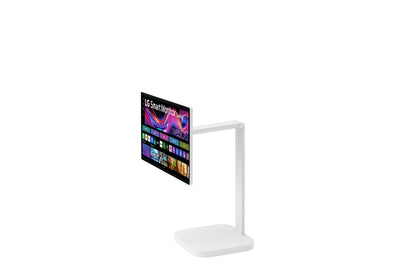 Écran LG 32U889SA-W, moniteur Smart 32 pouces UHD 4K IPS avec support pivotant et batterie intégrée, affichage clair et moderne.