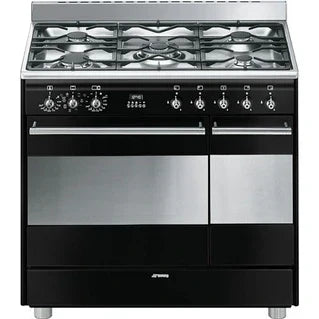 Smeg ESTHETIQUE CLASSICA 90cm STANDHERD MIXT EDELSTAHL HOCHGLANZ SCHWARZ - SCB92MN8