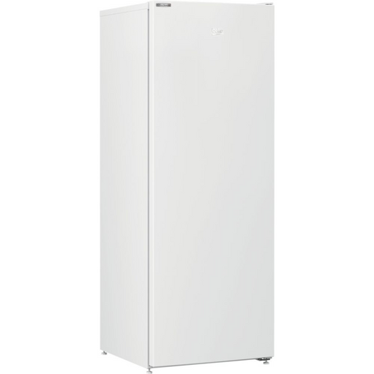 Congélateur BEKO RFNM200E40WN avec porte blanche, intérieur spacieux et compartiments de stockage pour aliments congelés.