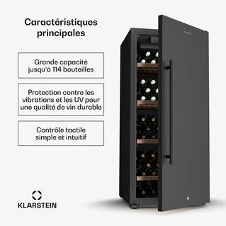 Cave à vin de service KLARSTEIN Cellar Max 114 bouteilles Compresseur 238 L 5 - 20 °C