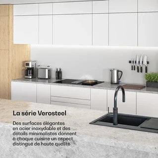 Plaque de cuisson avec hotte intégrée KLARSTEIN Verosteel Plaque à induction avec Hotte intégrée 80 cm élégante minimaliste 8400 W Noir