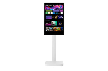 Écran LG 32U889SA-W, moniteur Smart 32" UHD 4K IPS avec support inclinable et batterie intégrée.