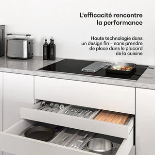 Plaque de cuisson avec hotte intégrée KLARSTEIN Verosteel Plaque à induction avec Hotte intégrée 80 cm élégante minimaliste 8400 W Noir