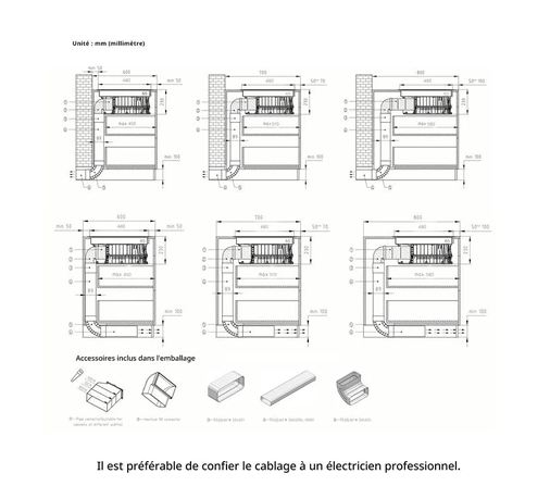 Plaque de cuisson avec hotte intégrée Comfee Table de cuisson à induction aspirante 60 cm 4 foyers + hotte intégrée 638m³/h avec kit évacuation plinthe, 7400W, A++