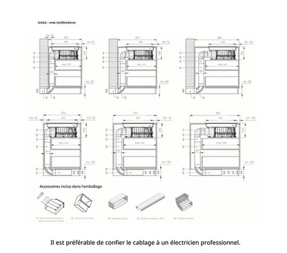 Plaque de cuisson avec hotte intégrée Comfee Table de cuisson à induction aspirante 60 cm 4 foyers + hotte intégrée 638m³/h avec kit évacuation plinthe, 7400W, A++