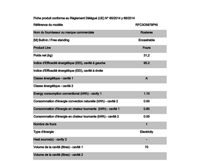 Four encastrable Rosieres R FC3O5879PNI