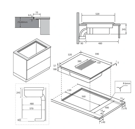 Plaque de cuisson avec hotte intégrée Candy CIH614CF