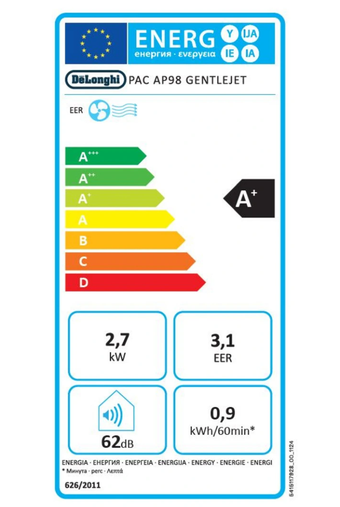 Climatiseur Mobile De'Longhi PACAP98 GentleJet – 11500 BTU, Classe A+, R290, GentleJet 180° - CAMA ELECTROMENAGER
