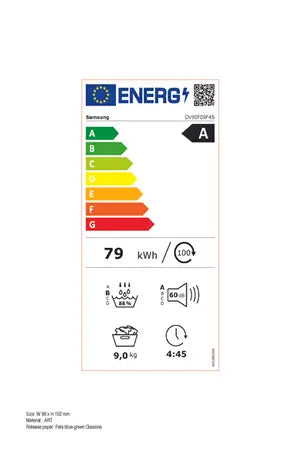 Sèche-linge pompe à chaleur Samsung DV90F09F4S BESPOKE AI