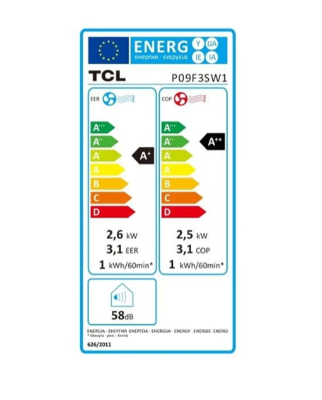 Climatiseur Mobile Réversible TCL P09F3SW1 – 9000 BTU, Classe A+/A++, Wi-Fi, 58 dB - CAMA ELECTROMENAGER