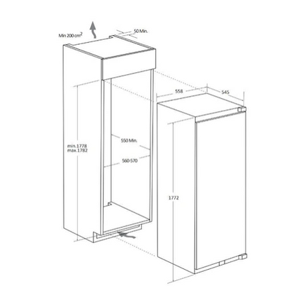 Réfrigérateur 1 porte Rosieres RML5518EVWL ENCASTRABLE 177 CM