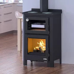 Fogão a lenha com forno e placa de fogão Pramoda - 9 Kw
